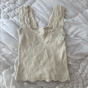 Free People Cream Textured Sleeveless Top